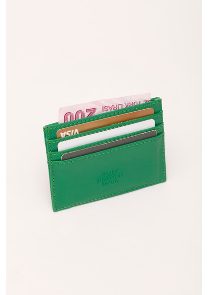 Çimen Yeşili SHK68 Unisex Suni Deri Süper Ince Model Kağıt Para Bölmeli Kredi Kartı ve Kartvizitlik Kartlık Cüzdan modelleri