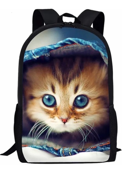 Modaya Uygun Genç Modaya Uygun Kedi Öğrenci Okul Çantaları Dizüstü Bilgisayar Sırt Çantaları 3D Baskılı Oxford Su Geçirmez Erkekler/kızlar Seyahat Çantaları Renk: Berrak (Yurt Dışından)