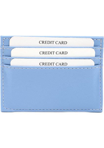 Mavi SHK68 Unisex Suni Deri Süper Ince Model Kağıt Para Bölmeli Kredi Kartı ve Kartvizitlik Kartlık Cüzdan modelleri