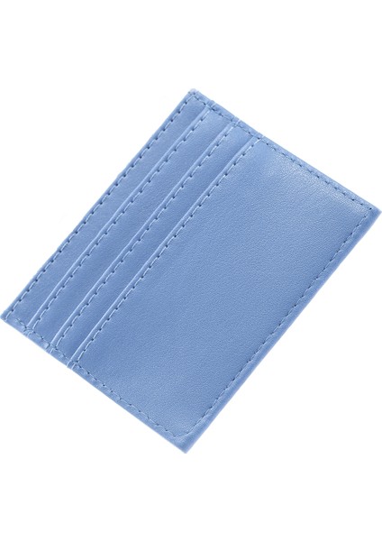 Mavi SHK68 Unisex Suni Deri Süper Ince Model Kağıt Para Bölmeli Kredi Kartı ve Kartvizitlik Kartlık Cüzdan