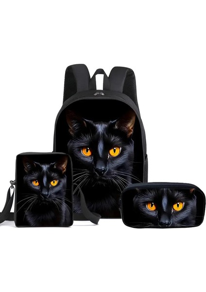 Cat 3pcs/messenger Çantaları ile Set Sırt Çantası, Kalem Çantası, Erkek/kızlar Için Okul Çantası En Iyi Hediye 3D Karikatür Öğrenci Okul Çantaları Renk: 6 (Yurt Dışından)
