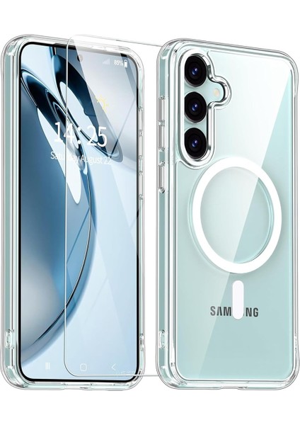 Samsung Galaxy S25 Plus Şeffaf Mika Magsafe Kılıf + Premium Esd Ekran Koruyucu + Kamera Koruyucu Siyah