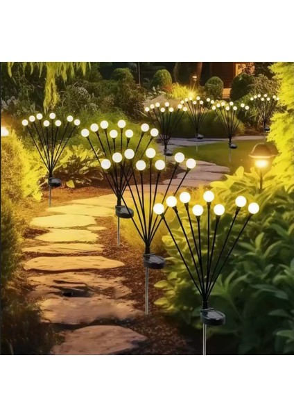 Solar 8 Top Sarı Işık Ateş Böceği LED Bahçe Aydınlatma Solar Bahçe Süsü