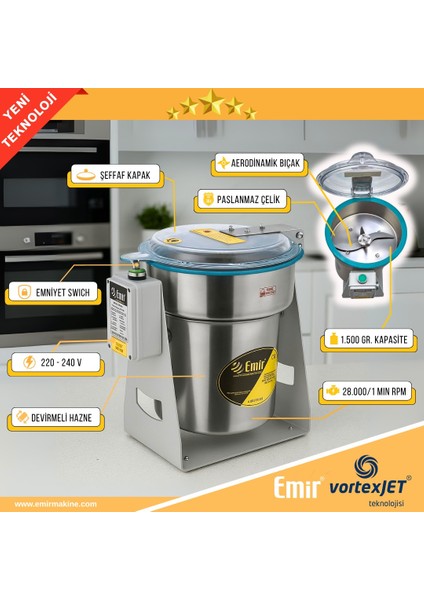 Tarhana Öğütücü Elektrikli Kurugıda Tarhana Çekme Makinası Öğütücü Değirmen Makinesi 1500 gr 28000 Devir