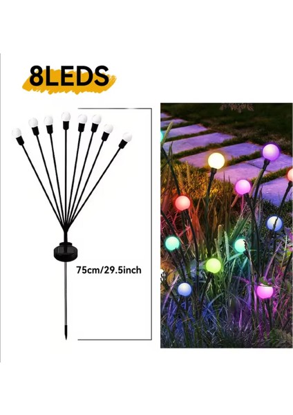 Solar 8 Top Çok Renkli Ateş Böceği LED Bahçe Aydınlatma Solar Rgb Bahçe Süsü fırsatları