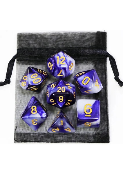 Zar Dnd Oyunu Zar Rolü Zar Karıştırma Renkleri Çanta ile Zar Seti 9 Farklı Stiller Taşınabilir Oyuncaklar Için Mevcut Rpg Trpg Gamescolor: Mor Beyaz (Yurt Dışından)