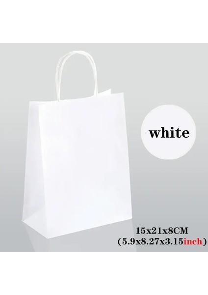 10/30/50PCS Tatil Partisi Çantası Tutamaçlı Takı Alışveriş Çantası Noel Sevgililer Günü Evlilik Hediyesi Renkli Kağıt Torba Renk: Beyaz/Kutusu Boyut: 15X21CMX10PCS (Yurt Dışından)