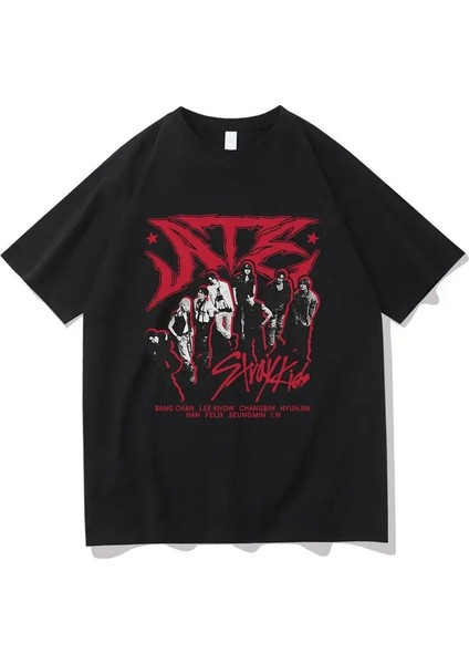 Chk Chk Boom T-Shirt Kore Moda Kadın Estetik Hip Hop Retro T-Shirt Nötr Straykids Retro T-Shirt Kadın Giyim Renk: 2/boyut (Abd) (Yurt Dışından)