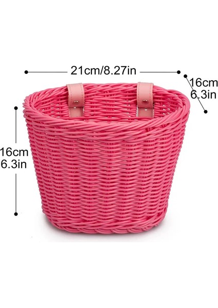 1/4pcs Pe Rattan Hasır Bisiklet Ön Sepet+Çan+Püskül+Sticker Bisiklet Ön Sepet Elle Dokuma Çocuk Bisiklet Sepeti Renk: Sadece Pembe Sepet (Yurt Dışından)