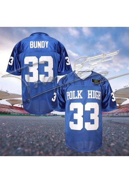 Bundy Jersey Numarası 33 Polk Lise Futbol Forması Jersey Yaz Kadın Erkekler Günlük V Yaka Mavi Futbol Forması Büyük Boy Spor Giyim: YHT38416/BOYUT: S (Yurt Dışından)