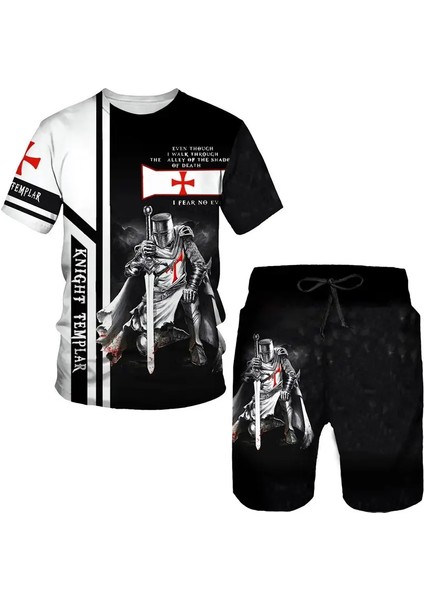 Şövalyeler Templar 3D Baskı Tişörtleri Şort, Çocukların Izini Setler Moda Kısa Kollu Tişört Pantolon Set Çocuk Takım Elbise Giyim Rengi: YTZZ2C230316H/ÇOCUK Boyutu: 100 (Yurt Dışından)