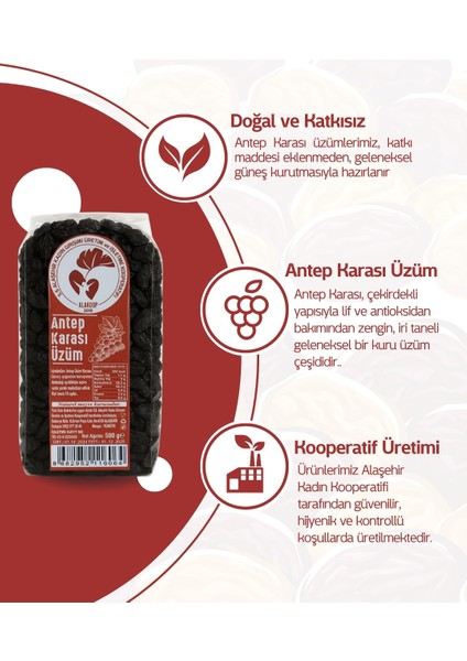 Antep Karası (Çekirdekli) Siyah Kuru Üzüm(500GR) indirimleri