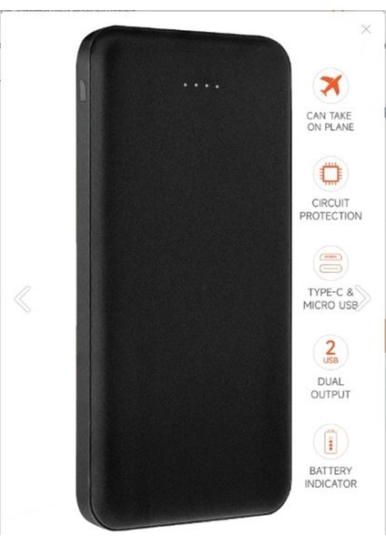 10.000 mAh Powerbank 2x USB Çıkışlı 1 Type-C ve 1 Micro Girişli SNP-3000-3001