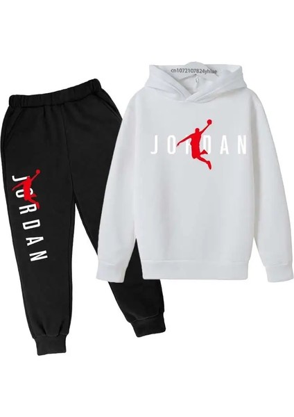 Çocuklar Bahar Sonbahar Kapşonlu Pantolon Iki Parça Takımlı Erkek ve Kız Açık Hava Seti Set Kırış Pullover Basketbol Ceket Renk: 4/çocuk Boyutu: 100 (85-95CM) (Yurt Dışından)