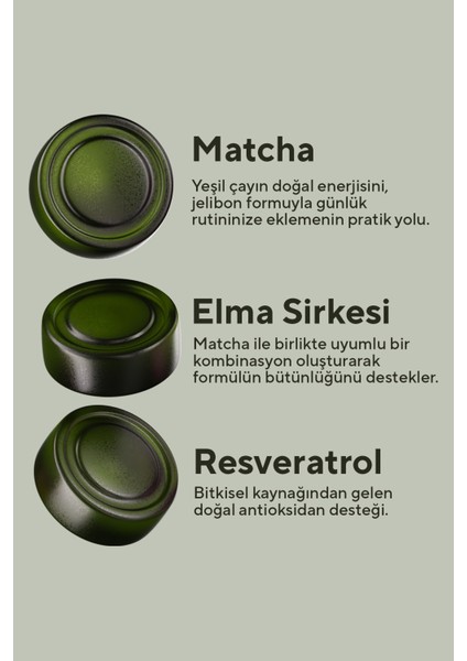 2'li Matcha Gummy, Yeşil Çay Içerikli Çiğnenebilir Vegan Gummy fiyatları