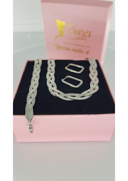 Gümüş Nostalji Çelik Takı Seti 335