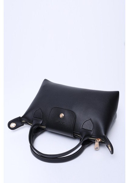 Siyah SHK135 Suni Deri, Tek Bölmeli, Çift Askılı El, Kol ve Çapraz Omuz Çantası