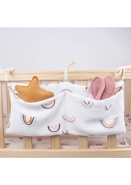 Bebek Beşik Organizatör Karyolası Caddy Yatak Depolama Çantası 2 Cep Başucu Asılı Bebek Bezi Kreş Oyuncakları Çanta Çocuk Bezi Renk: Sadece Çanta/beden: 39CMX20CM (Yurt Dışından)