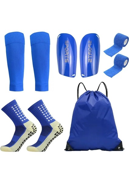 5 Adet Set Gençler Futbol Çantası Futbol Çorapları Kavrama Erkekler Spor Çorap Futbol Bacak Kapağı Shin Pedler Futbol Antrenmanı Sapı Banda Renk: Mavi (Yurt Dışından)
