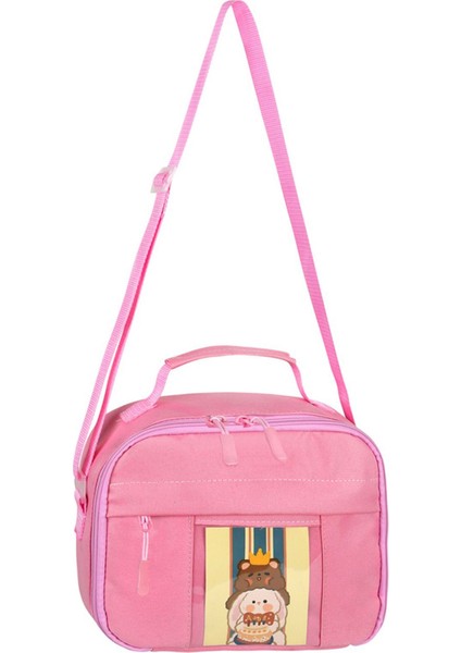 Pembe Kore Kawaii Tarzı Isı Yalıtımlı Termoslu Aksesuarlı Beslenme Çantası -25601