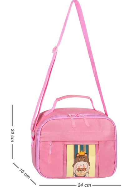 Pembe Kore Kawaii Tarzı Isı Yalıtımlı Termoslu Aksesuarlı Beslenme Çantası -25601 modelleri