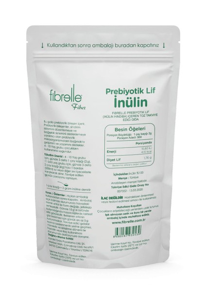 Prebiyotik Lif 1 Kg. Fibrelle Doğal Inülin Hindibağ fiyatları