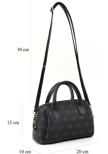 Monogram Baskılı Siyah SHK184 Suni Deri ,fermuarlı Tek Bölmeli ,askılı El, Kol ve Omuz Çantası fiyatları