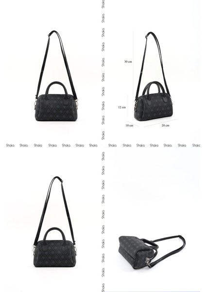 Monogram Baskılı Siyah SHK184 Suni Deri ,fermuarlı Tek Bölmeli ,askılı El, Kol ve Omuz Çantası