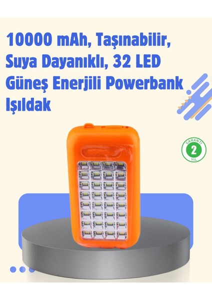 Gold Silver GS-875 Güneş Enerjili Powerbank ve 32 LED Işıldak