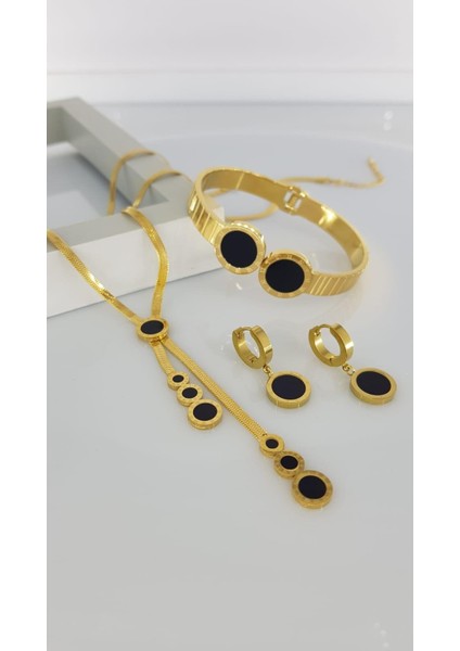 Gece Gold Çelik Takı Seti 332