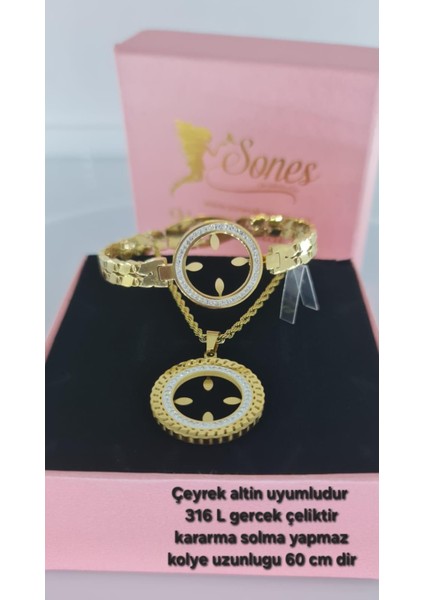 Çeyreklik Çelik Takı Seti 364 çeyrek takılan Kolye ve kelepçe Bilekilk Kolyemiz 60 cm uzunluğundadır