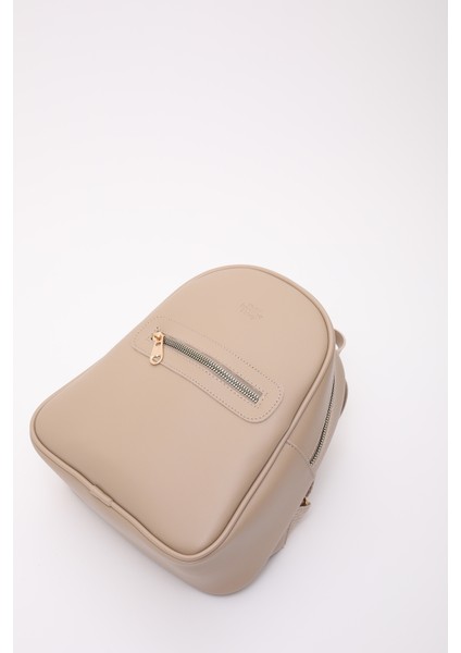 Vizon Shk200 Deri 2 Bölmeli Fermuarlı Yazılı Kolon Askılı Sırt Çantası U:26 E:22 G:9 Cm