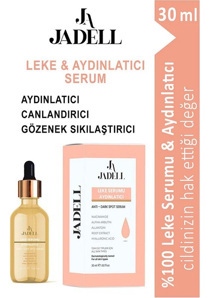 Jadell Niacinamide, Hyaluronic Acid Canlandırıcı Alkol, Paraben Içermeyen Leke Karşıtı Serum 30 ml
