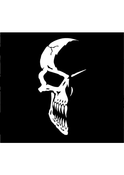 Yarım Kafatası Sticker – Gotik ve Asi Tarz Vinil Etiket