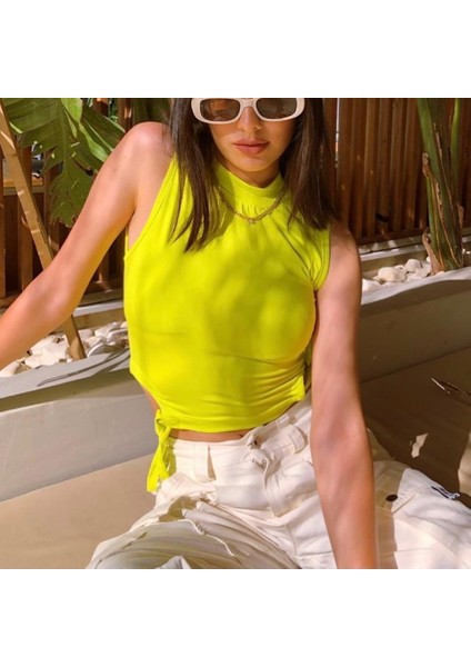 Kadın Bel Bağcıklı Detay Boğazlı Bluz