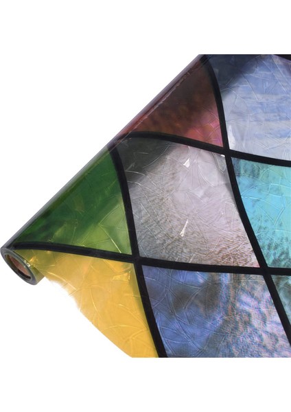 Gizlilik Pencere Filmi, Vitray Gökkuşağı Pencere Folyosu, Ev, Ofis Için Yapıştırıcısız 3D Dekoratif Pencere Çıkartmaları 45CM (Yurt Dışından)