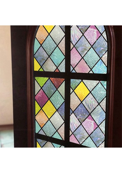 Gizlilik Pencere Filmi, Vitray Gökkuşağı Pencere Folyosu, Ev, Ofis Için Yapıştırıcısız 3D Dekoratif Pencere Çıkartmaları 45CM (Yurt Dışından) modelleri