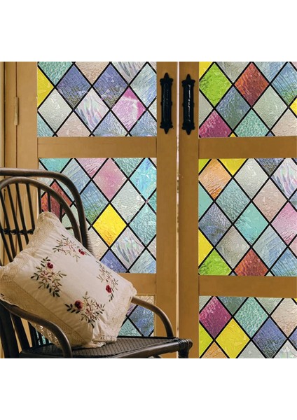 Gizlilik Pencere Filmi, Vitray Gökkuşağı Pencere Folyosu, Ev, Ofis Için Yapıştırıcısız 3D Dekoratif Pencere Çıkartmaları 45CM (Yurt Dışından) indirimleri