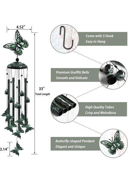 Açık Hava Rüzgar Çanları, Açık Hava Kelebek Rüzgar Çanları, Bayanlar Için Doğum Günü Hediyeleri, Bahçe Veranda Avlu Ev Dekorasyonu (Yurt Dışından) indirimleri