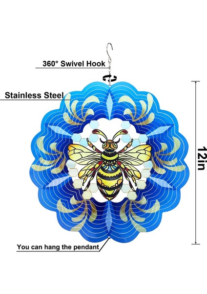 Arı Rüzgar Döndürücüler 3D Asılı Rüzgar Döndürücü Arı Süsü Hediyeleri, Açık ve Kapalı Dekor Için Demir Rüzgar Kinetik Heykeli (Yurt Dışından) fiyatları