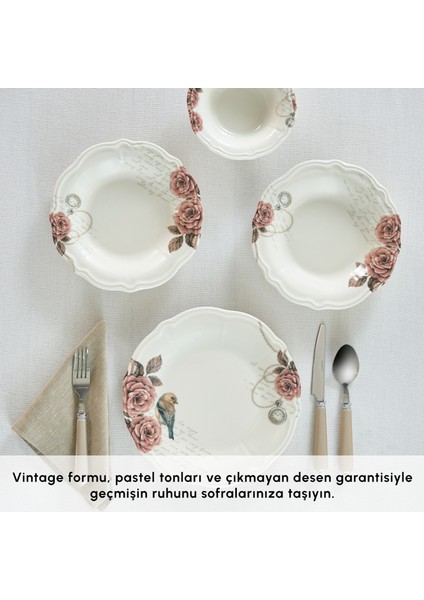 Roselle 24 Parça 6 Kişilik Desenli Yemek Takımı Çok Renkli Stoneware Malzeme fırsatları