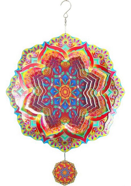 Mandala Rüzgar Spinner Metal 3D Dönen Rüzgar Çanları Lüks Sanat Bahçe Asılı Dış Mekan Dekorasyon (Yurt Dışından)
