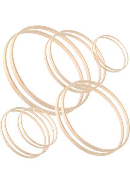 Çelenk Yüzükler, 12 Paket 6 Boyutları Ahşap Bambu Çiçek Çember Çelenk Makrome Zanaat Hoop Yüzükler Dıy Dream Catcher Için (Yurt Dışından)