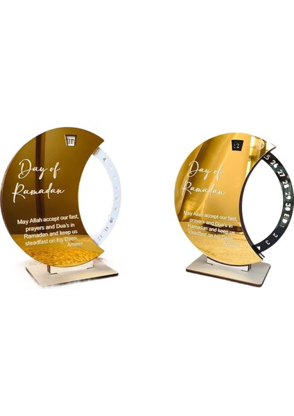 Ramazan Advent Takvimi, Ramazan Advent Geri Sayım Muak Akrilik Ay Süsü Ramazan Masa Dekorasyonu, Altın ve Gümüş (Yurt Dışından)