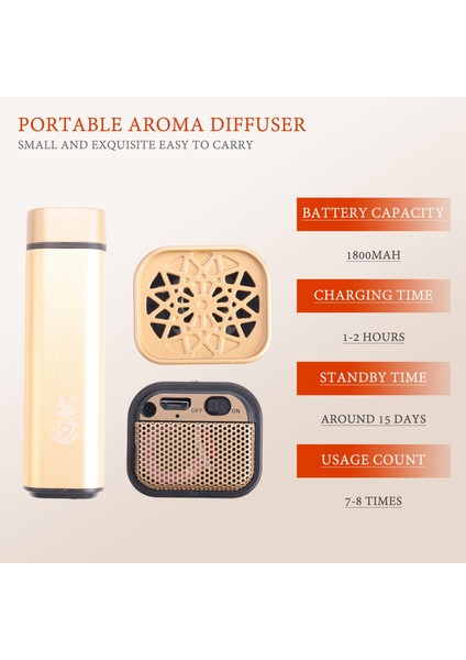 USB Tütsü Brülör Taşınabilir Elektrikli Bakhoor Aroma Difüzör Mini Arapça Tütsü Tutucu Müslüman Ev Dekorasyonu - Altın (Yurt Dışından) modelleri