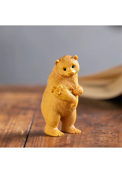 Hayvan Heykeli Ev Dekorasyonu Oymalı Ayı Ahşap El Sanatları Simülasyon Hediyeler Hayvan Ev Araba Süsleri (Yurt Dışından) fiyatları