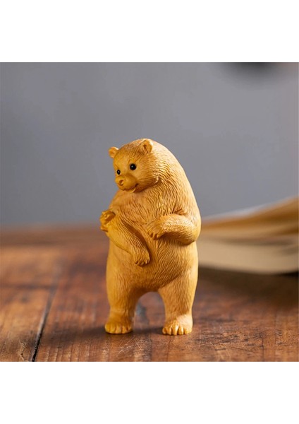 Hayvan Heykeli Ev Dekorasyonu Oymalı Ayı Ahşap El Sanatları Simülasyon Hediyeler Hayvan Ev Araba Süsleri (Yurt Dışından) fırsatları