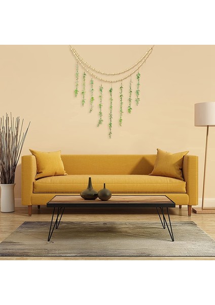 Okaliptüs Boho Duvar Dekoru Büyük Boho Yatak Odası Duvar Asılı Ahşap Boncuk Çelenk Yapay Okaliptüs Doğal Yeşillik (Yurt Dışından) fiyatları