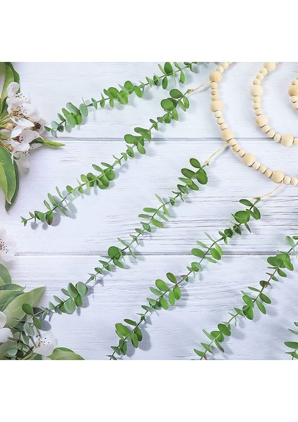 Okaliptüs Boho Duvar Dekoru Büyük Boho Yatak Odası Duvar Asılı Ahşap Boncuk Çelenk Yapay Okaliptüs Doğal Yeşillik (Yurt Dışından) modelleri