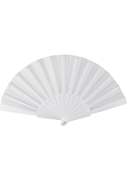 Bayanlar Erkekler Beyaz Için Plastik Kumaş El Katlanabilir Fan (Yurt Dışından)